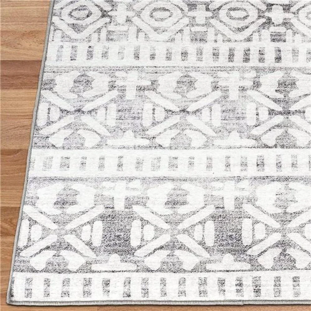 Machine Washable Rug - Stain Resistant - Light Gray Ivory, 3' x 5'